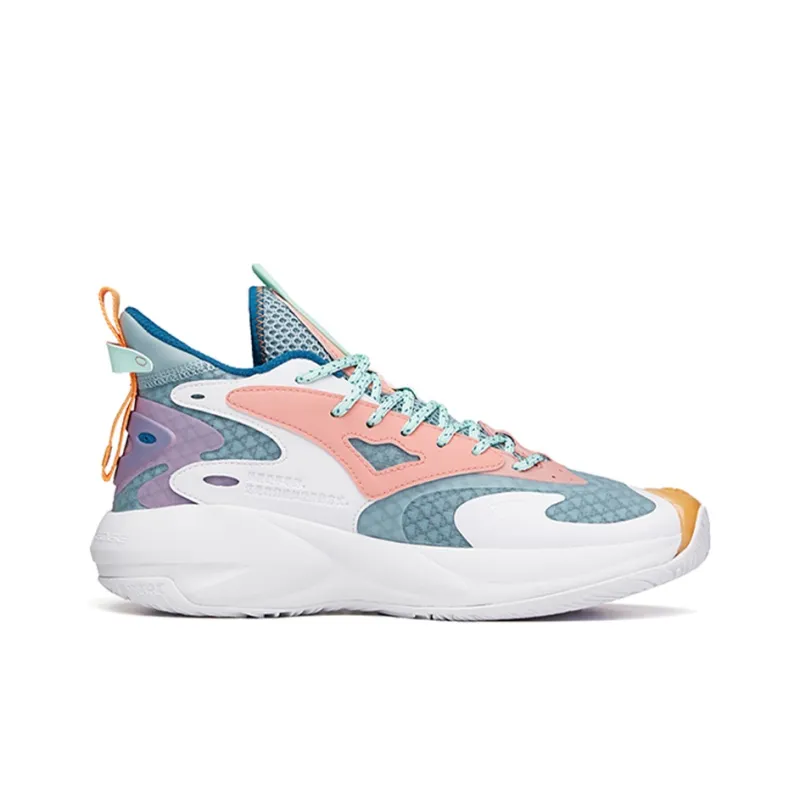 Anta Berserk 3 Cushioning Anti-Slip And Wear-Resistant High-Top Performance Basketball Shoes Pink Green-1