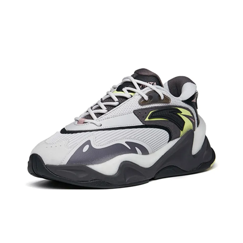 Anta Pulse Life Collection Cushioning, Slip Resistant, And Abrasion Resistant Low Top Chunky Sneakers Men's Gray-2