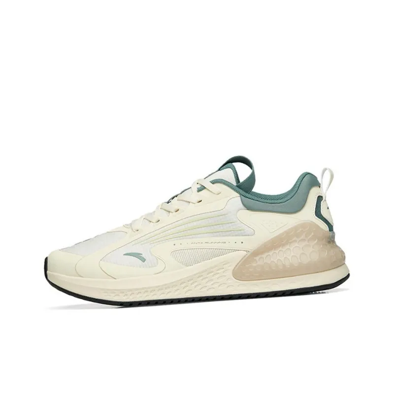Anta C37+ Cushioned Anti Slip Wear Resistant Breathable Lightweight Low Top Casual Running Shoes Men's White Green-1