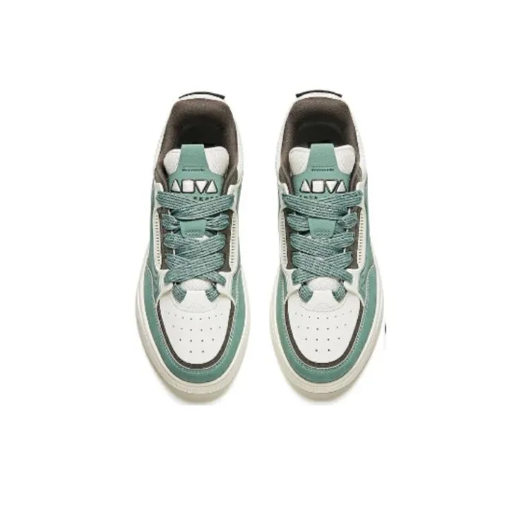 Anta AOJIE Cushioning Wear-Resistant Low-Top Skateboard Shoes Men's Green White Brown-3