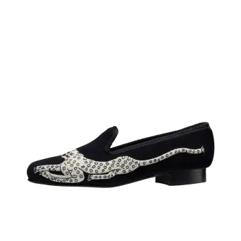 CROCKETT & JONES Silver Leopard Loafers Women's Black