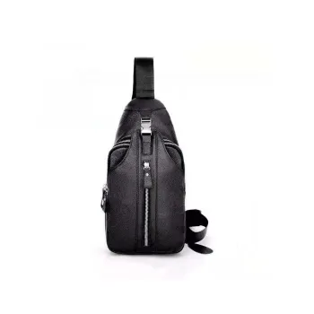 DOSRFINI Top Grain Cow Leather Casual Business Commute Multicolor Sling Bag Regular Men's Black/Brown