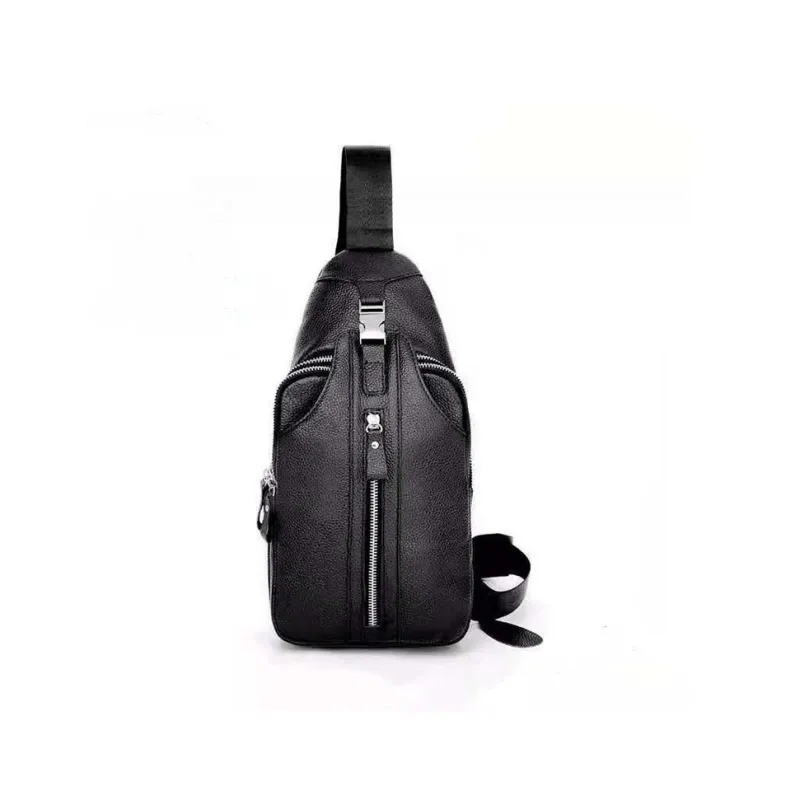 DOSRFINI Top Grain Cow Leather Casual Business Commute Multicolor Sling Bag Regular Men's Black/Brown-0