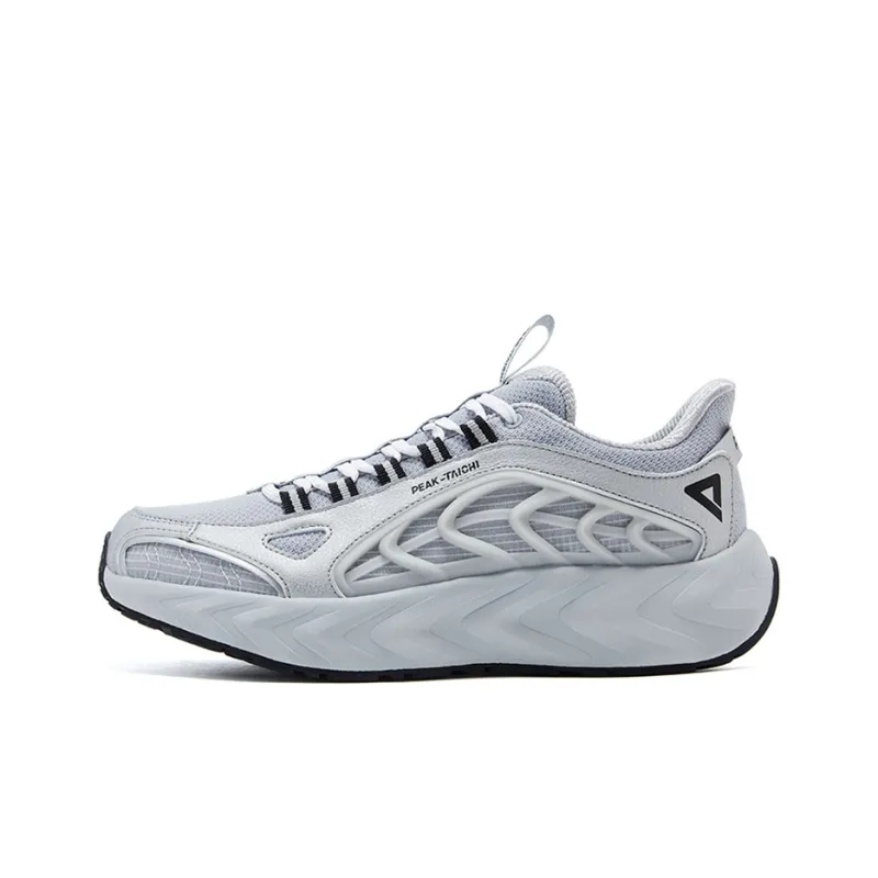 PEAK Breathable Abrasion Resistant Slip Resistant Low Top Running Shoes Men's White Gray-0