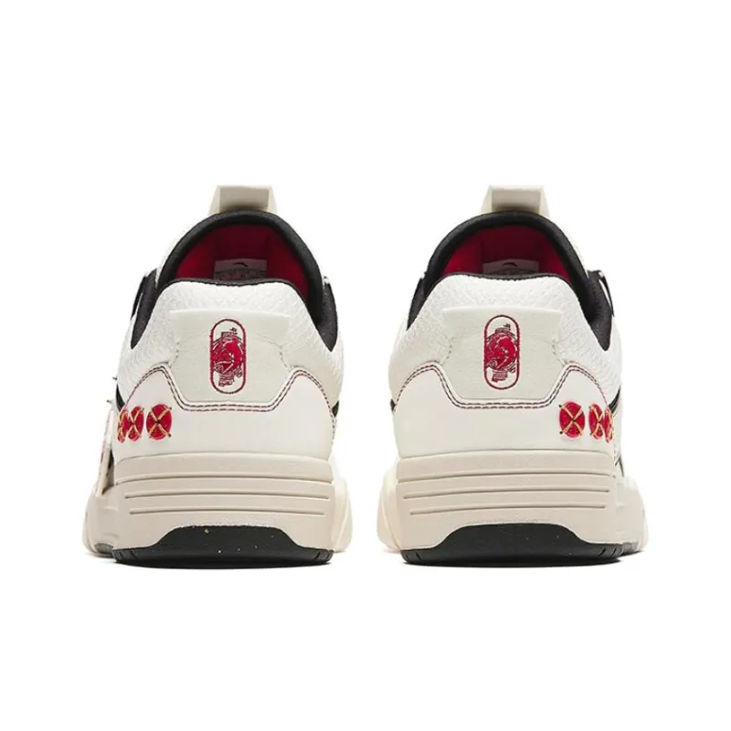 Anta AOJIE Good Things Happen Cushioning Wear Resistant Low Top Skateboard Shoes Men's White Black Red-3