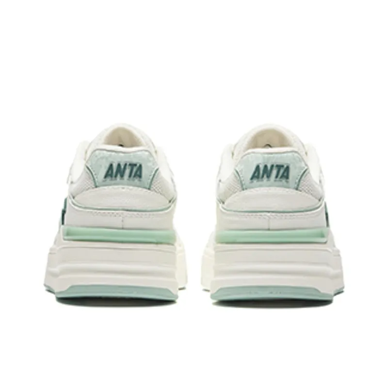 Anta Street Naughty LITE Durable Breathable Low-Top Skateboard Shoes Women's White Green-3