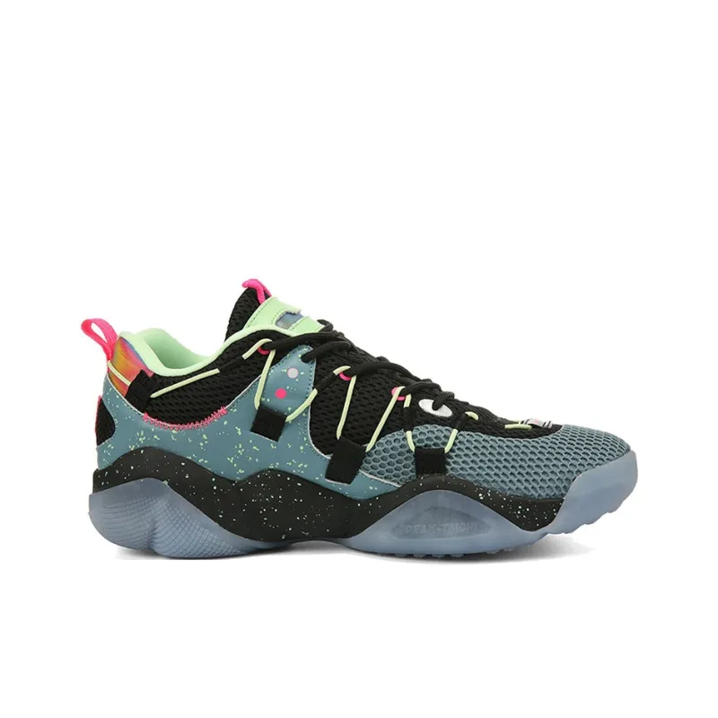PEAK State Pole 6371 Sound Wave Anti Slip Wear Resistant Low Top Chunky Sneakers Men Black Green-1