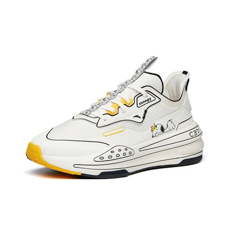 SNOOPY x Anta C37 Series Cushioning Anti Slip And Wear Resistant Low Top Casual Shoes Women's White Yellow-2