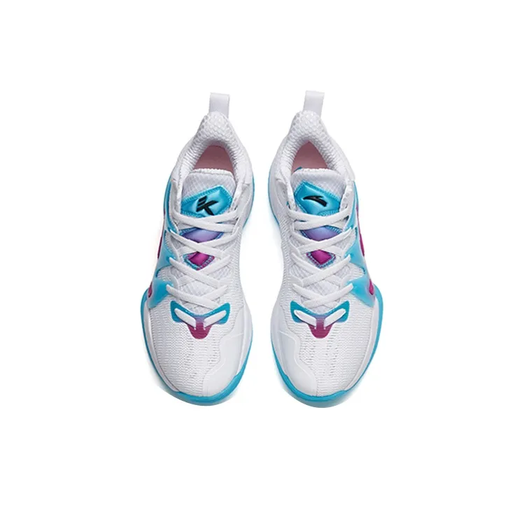 Anta Mountain 1 Breathable Low Top Performance Basketball Shoes Men's White Blue Purple-3