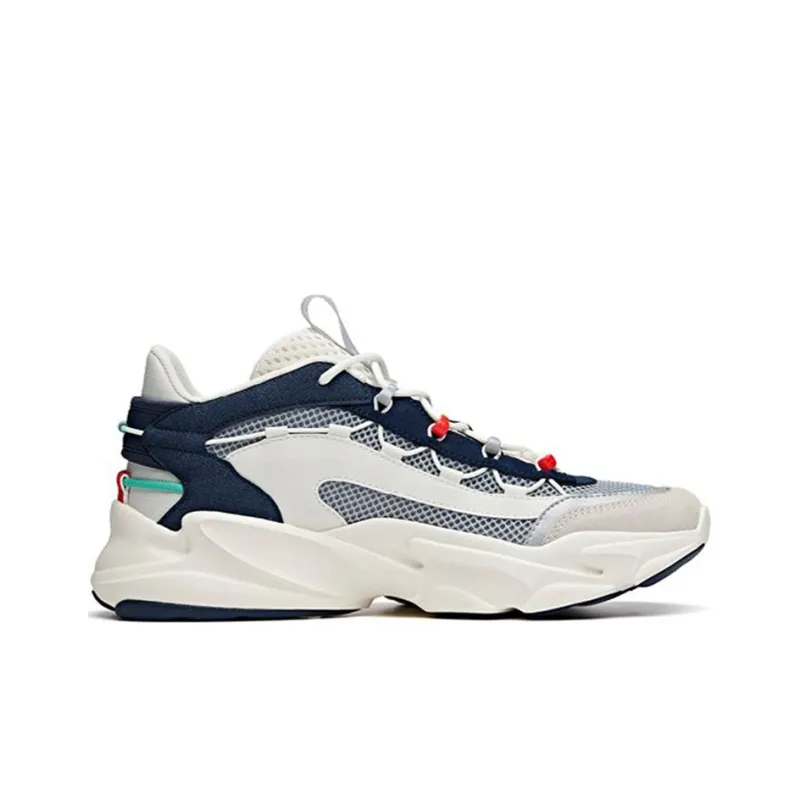 Anta Walker Anti Slip Wear Resistant Low Top Running Shoes White Blue-1