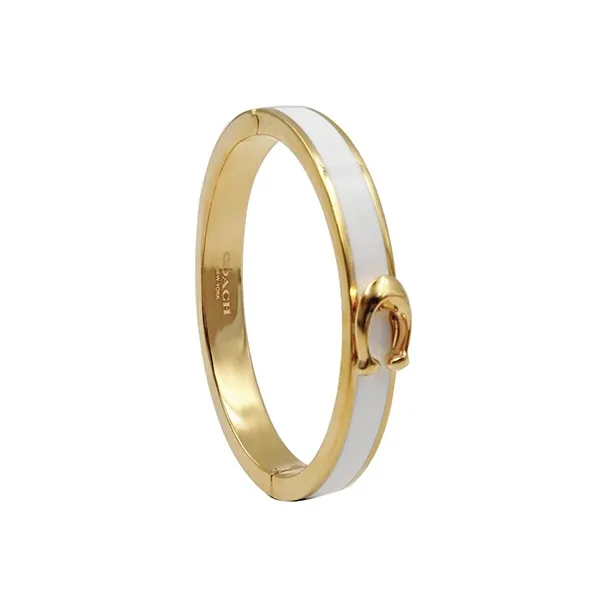 COACH Gold Plated Bangles Women's White/Gold Color-1