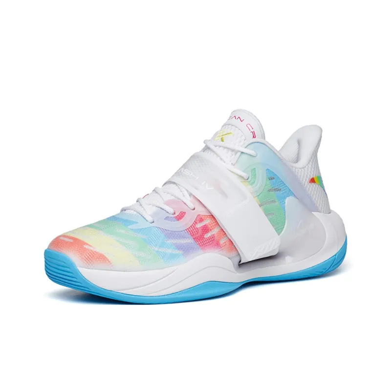 Anta Water Flower 4 Slip-Resistant Cushioning Wear-Resistant Low-Top Basketball Shoes White Multicolor-1