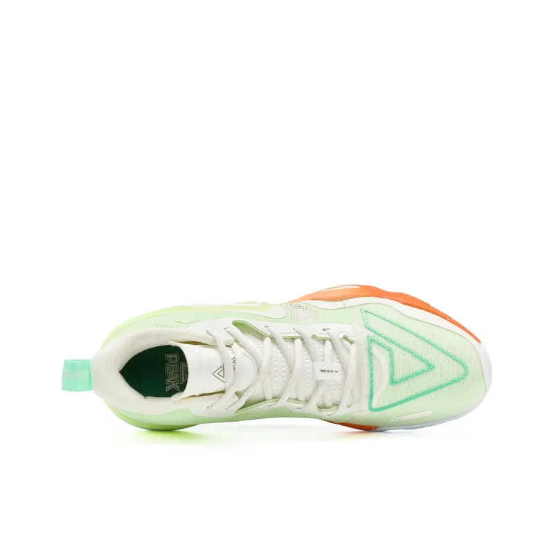 PEAK State Extreme Triangle 2.0 Wear Resistant Slip Resistant Mid Top Basketball Shoes Men's Ecru Acid Green-3