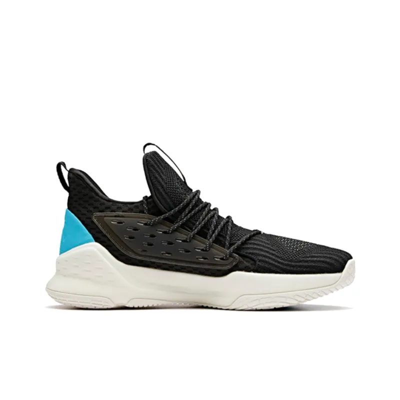 Anta Water Flower 1 Cushioning Anti-Slip Wear-Resistant Breathability Low-Top Basketball Shoes Men's Black Blue-1