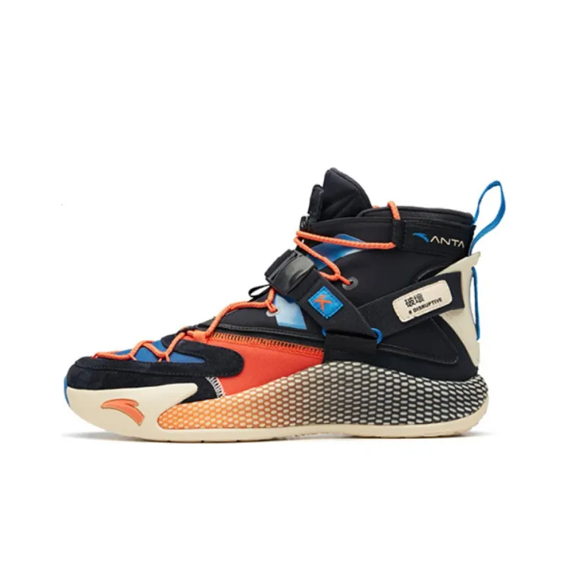 ANTA Kt5 Basketball Shoes Men's High top Black/White/Blue/Orange