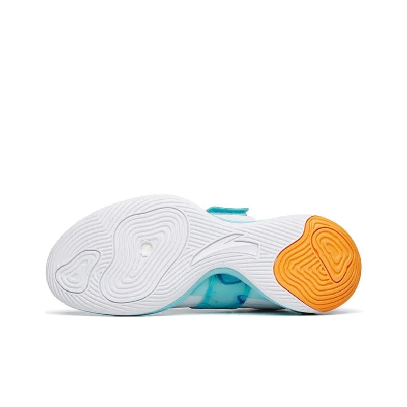 Anta Water Flower 4 Anti-Slip Wear-Resistant Low-Top Basketball Shoes White Blue Orange-4
