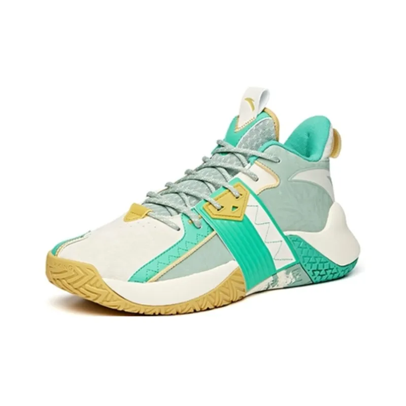 Anta Cement Busters KT Cushioning Anti Slip And Wear Resistant Low Top Basketball Shoes Men's Green White Yellow-1