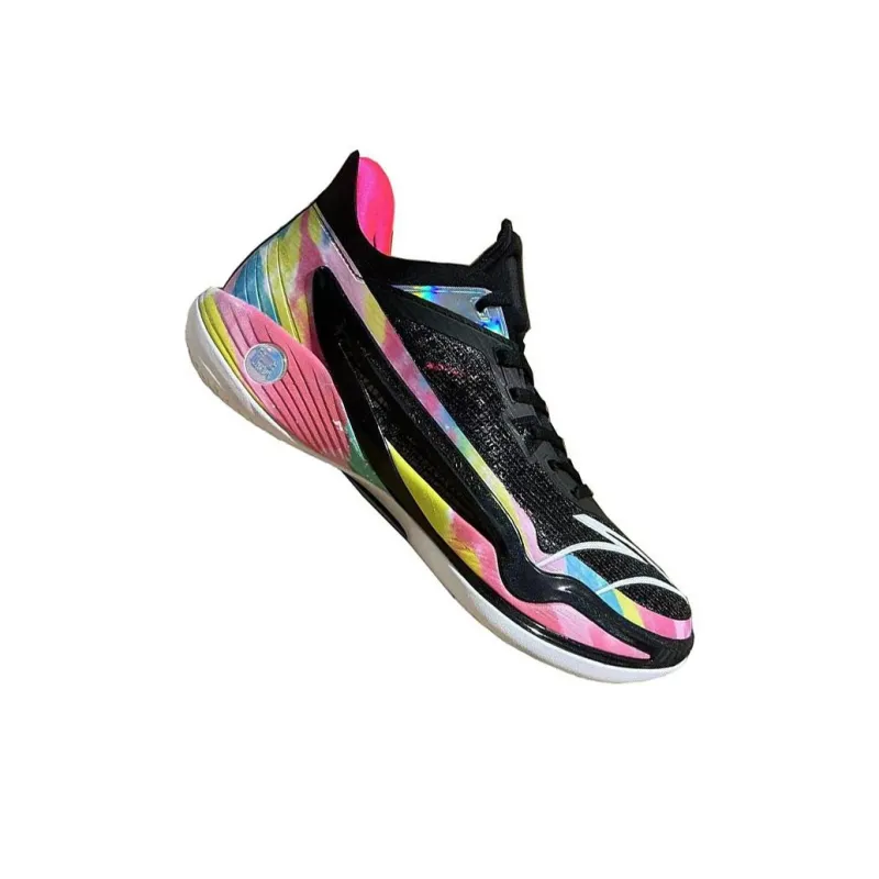 Anta Lighthearted 4 Cushioning Wear-Resistant Low-Top Basketball Shoes Men's Black Pink-2