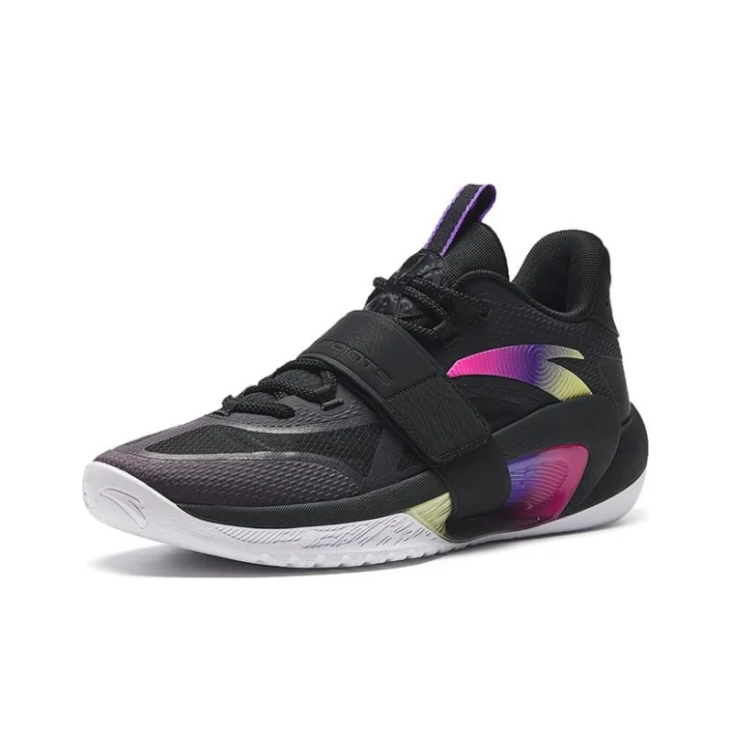 Anta Sanfenyu Lite Anti Slip Wear Resistant Mid Top Basketball Shoes Men's Black Purple-1