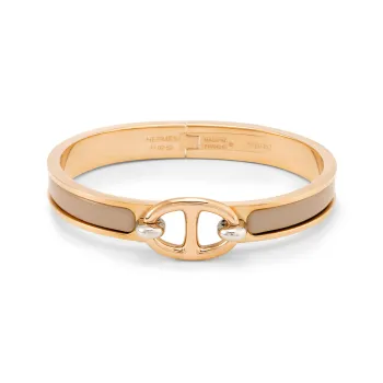 HERMES Enamel Rose Gold Plated Bangles Women's