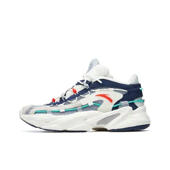 Anta Walker Anti Slip Wear Resistant Low Top Running Shoes White Blue