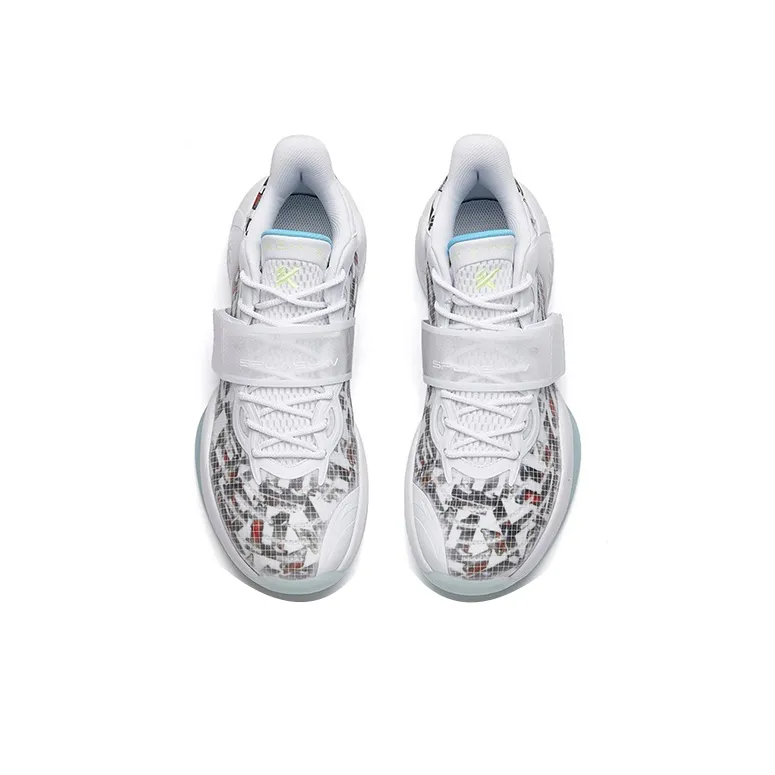 Anta Water Flower 4 Cushioning Support Low Top Performance Basketball Shoes Men's White Blue-2