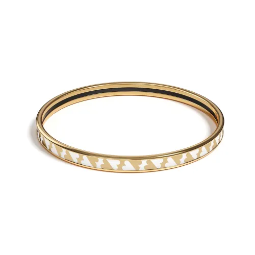 HERMES Enamel Bangles Women's Gold/White