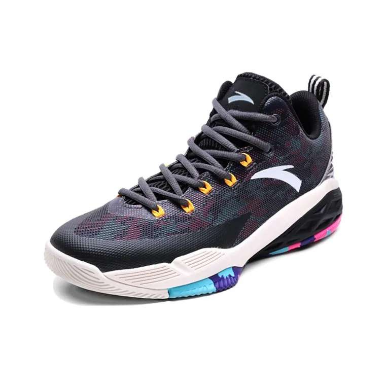 Anta Rhomboid Anti Slip Wear Resistant Low Top Basketball Shoes Men's Black Gray-2