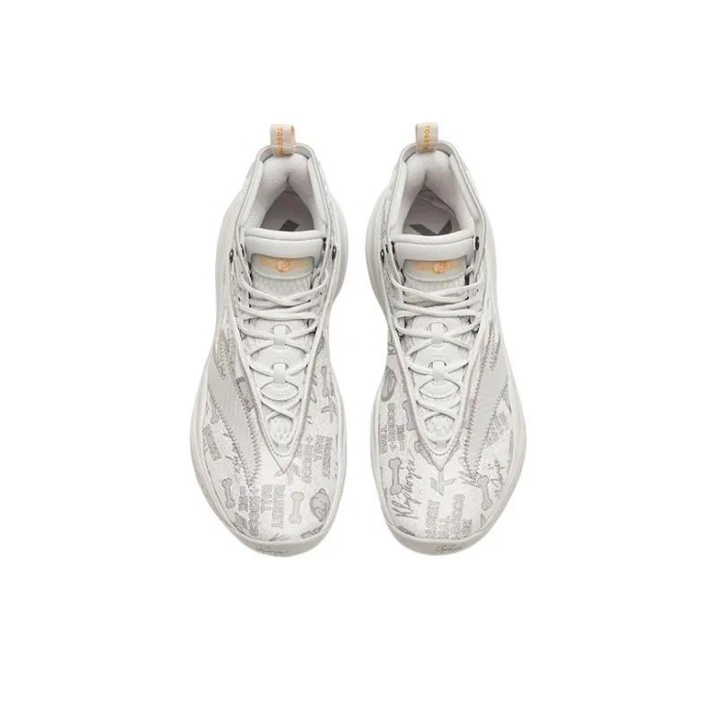 Anta KT8 Cushioning Anti-Slip And Wear-Resistant High-Top Basketball Shoes Light Gray-2