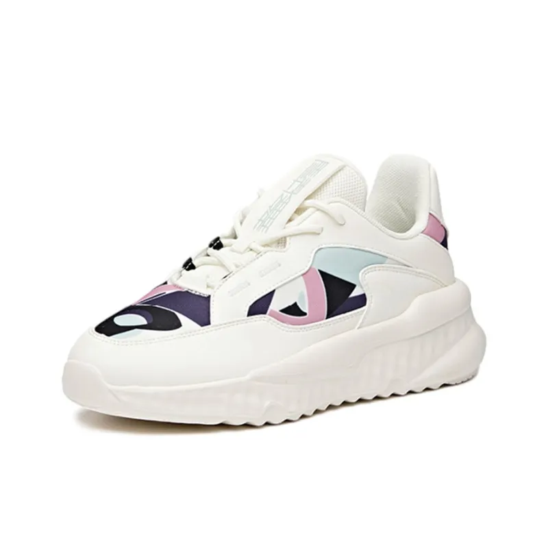 Anta Unruly Series Cushioning Anti Slip Wear Resistant Breathability Low Top Casual Shoes Women's White Green Purple-2