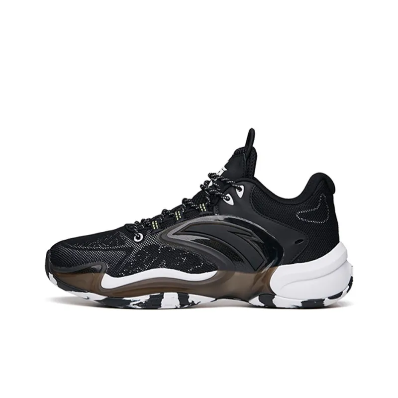 Anta Hear Wave 3 Anti-Slip Wear-Resistant Low-Top Basketball Shoes Men's Black White-0