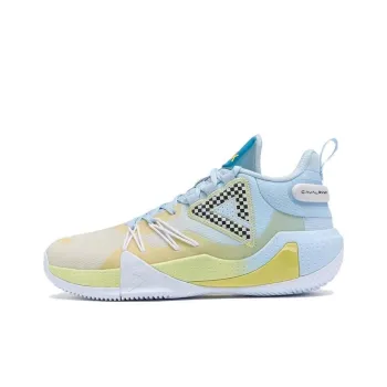 PEAK Cavalry Cushioning Anti Slip Wear Resistant Impact Resistant Mid Top Performance Basketball Shoes Yellow Blue
