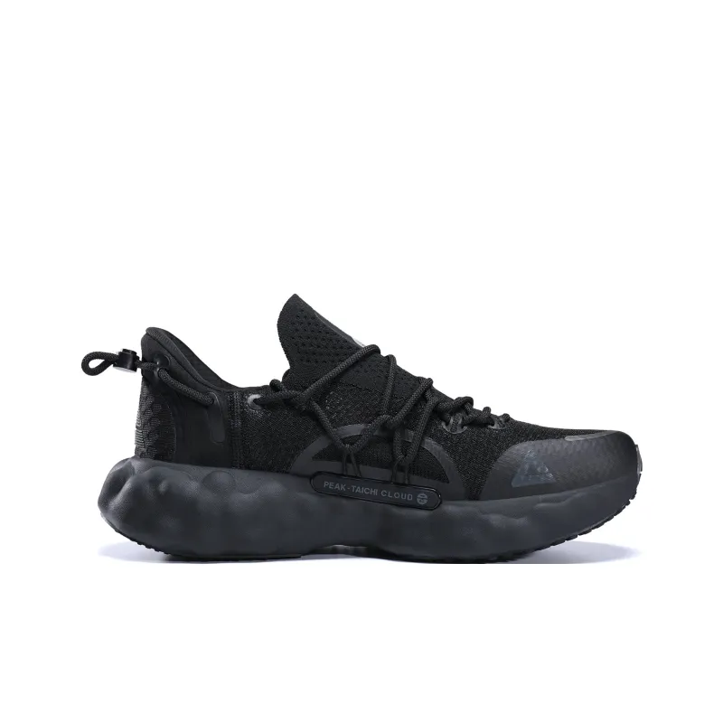 PEAK Cushioning Abrasion Resistant Breathable Low Top Running Shoes Men's All Black-1