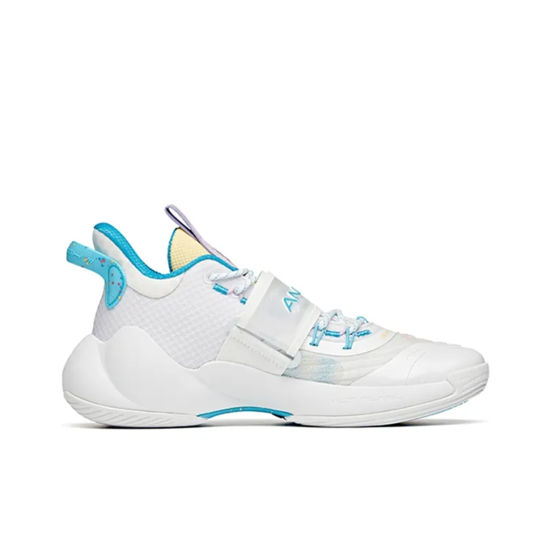 Anta Water Flower 3 Anti-Slip Wear-Resistant Low-Top Basketball Shoes White Blue-1