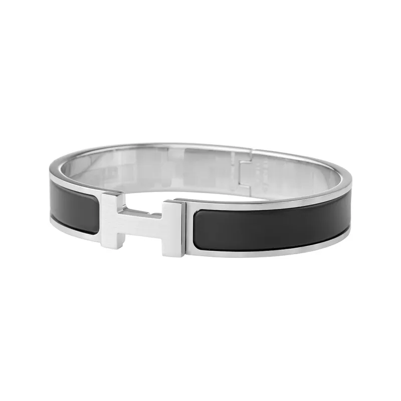 HERMES Palladium Plated Bangles Unisex Matte Black-1