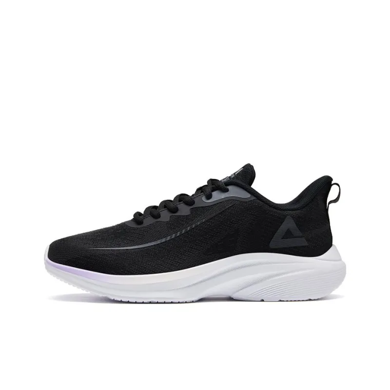 PEAK Qingyi Anti Slip And Wear Resistant Breathable Low Top Running Shoes Women's Black White-0