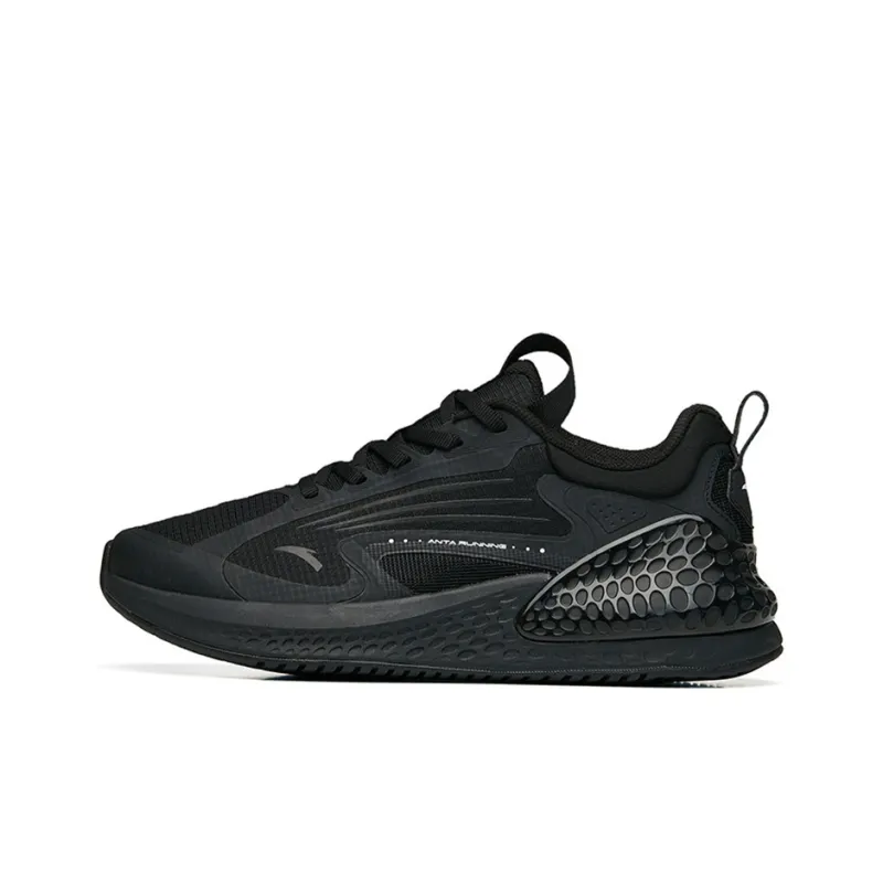 Anta C37+ Cushioned Anti Slip Wear Resistant Breathable Lightweight Low Top Casual Running Shoes Women's Black-0