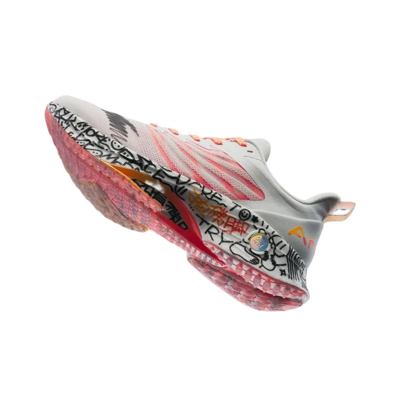 Anta MACH 3.0 Clutching At Buddha's Feet Cushioning, Wear Resistant Low Top Running Shoes Men's White Pink-1