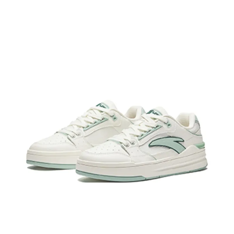 Anta Street Naughty LITE Durable Breathable Low-Top Skateboard Shoes Women's White Green-1