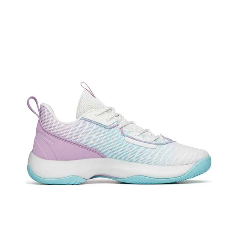 Anta Light Cavalry 7 Abrasion Resistant Breathable Low Top A Flash Bubble Basketball Shoes Men's White Blue Purple-1