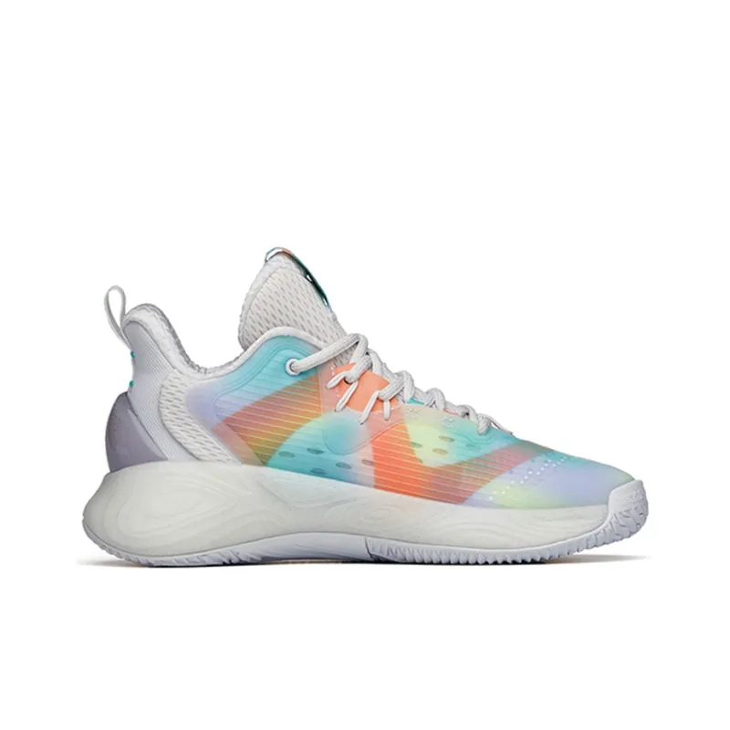 Anta Bubble Bomb Cushioning Anti Slip And Wear Resistant Low Top Basketball Shoes Women's White Green Pink-1