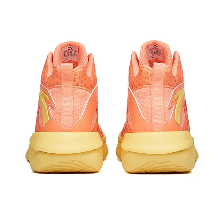 Anta Wind Tunnel 2 Cushioned Slip Resistant Abrasion Resistant Mid Top Basketball Shoes Men's Orange-3