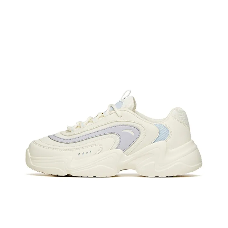 Anta Chao Worship 2.0 Cushioning Anti Slip Wear Resistant Breathability Low Top Casual Shoes Women's White Purple-0
