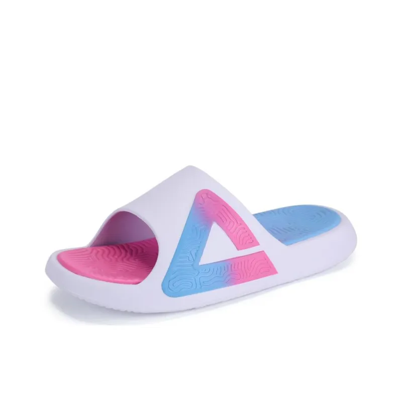 PEAK State Extremely Large Triangle 1.0 Slide Slippers Unisex White Pink Blue-2