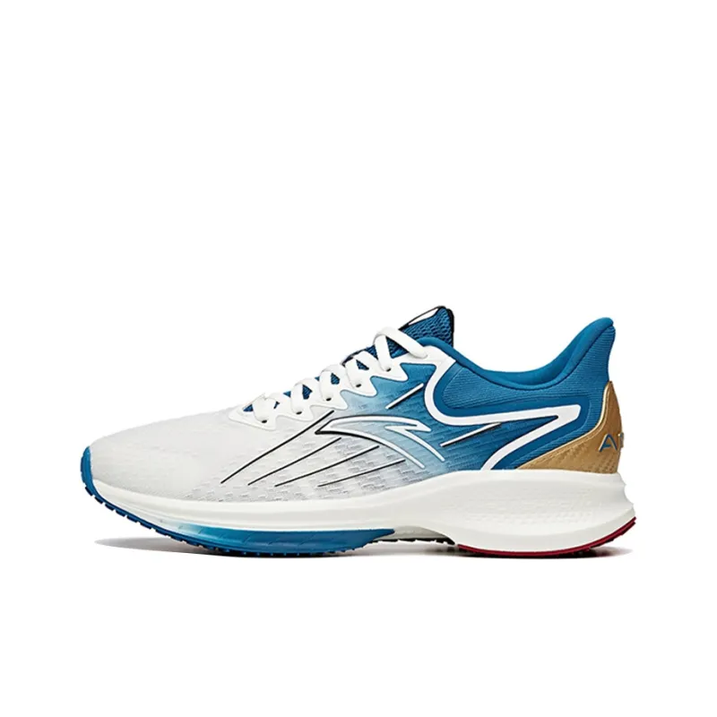 Anta Gazelle 1.0 Cushioned Slip Resistant Abrasion Resistant Breathable Low Top Running Shoes Men's White Blue-0