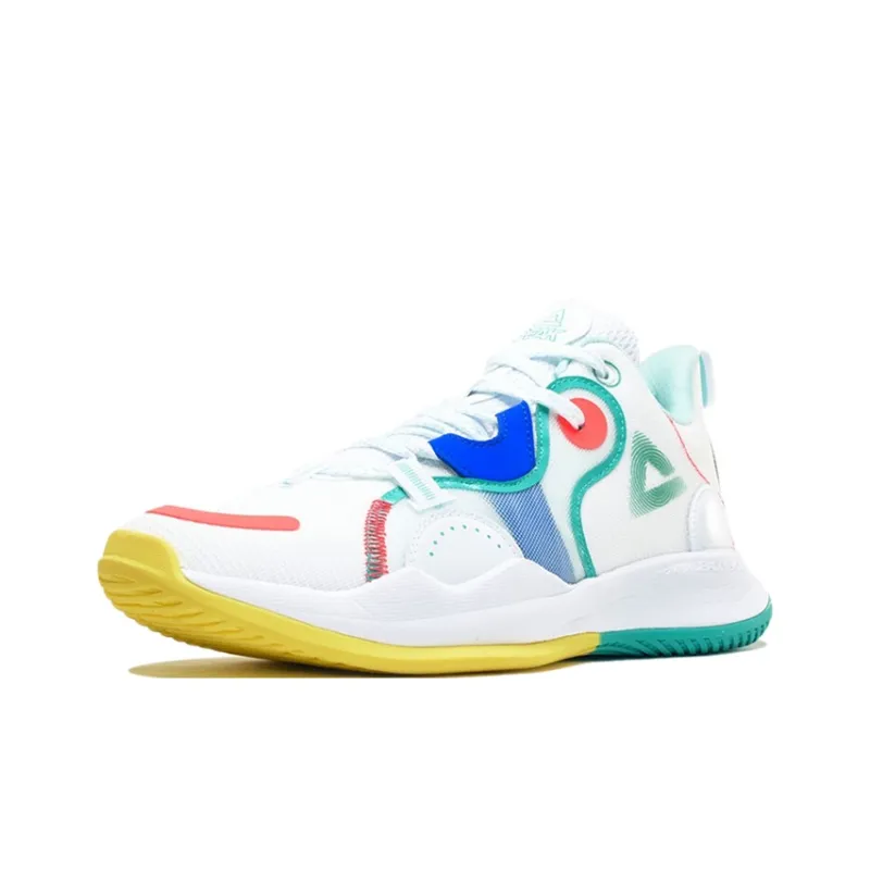 PEAK Cavalry 2 Basketball Shoes Men Low Top White Large/Emerald Green/Yellow/Blue-2