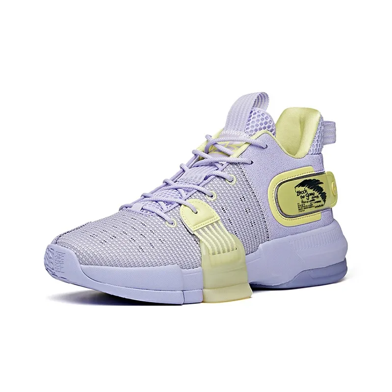 Anta Craze 2 Anti-Slip Wear-Resistant Mid-Top Performance Basketball Shoes Men's Light Purple-1