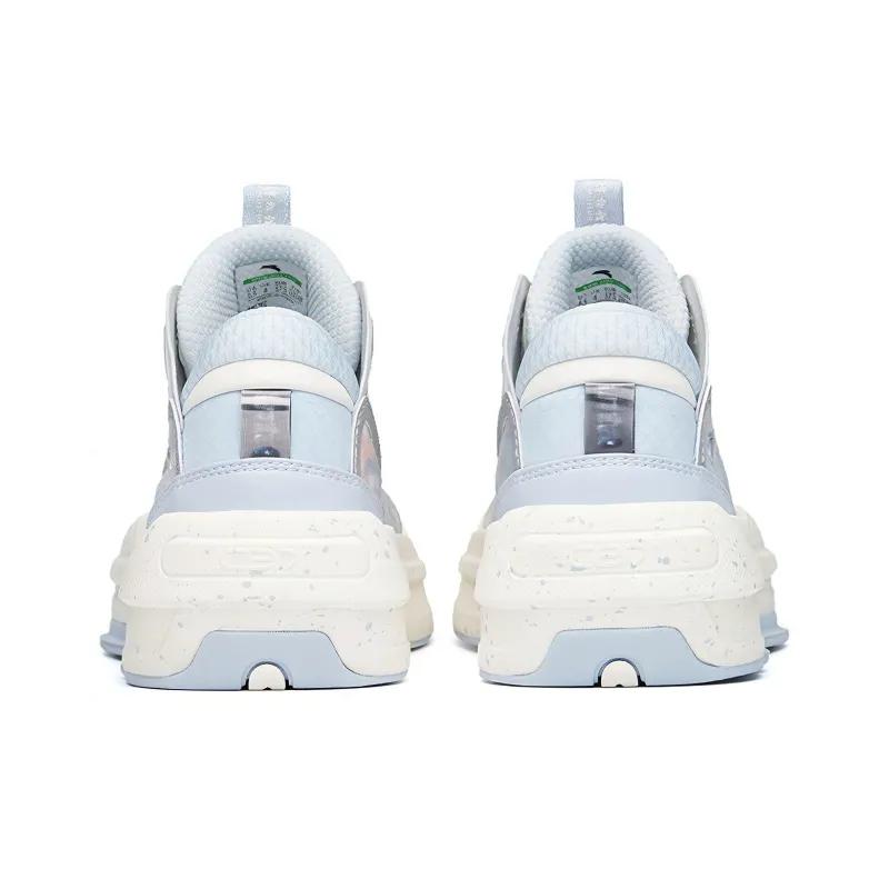 Anta C37 2.0 Anti Slip Wear Resistant Mid Top Skateboard Shoes Women's Gray Blue-3