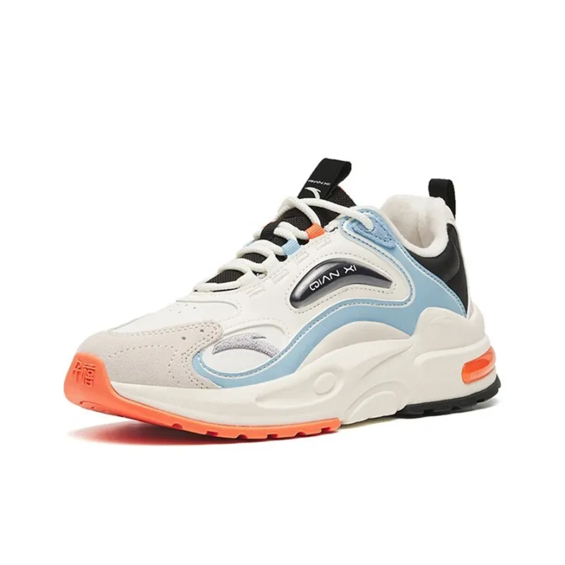 ANTA Millennium 5.0 Casual Shoes Women's Low Top Ivory White/Black/Waterfall Blue/Mud Gray-2
