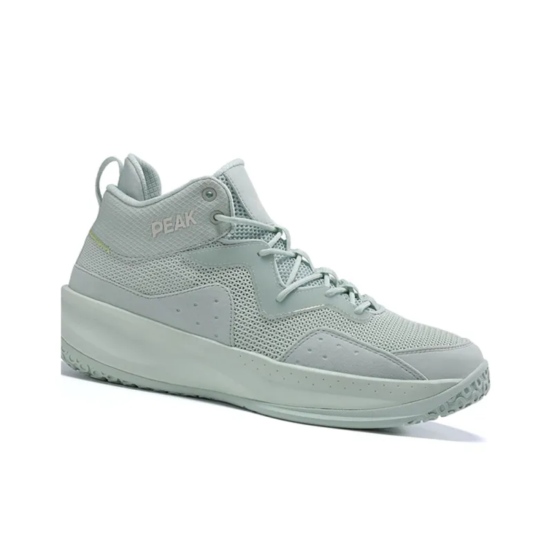 PEAK Lan Qie Cushioning Anti Slip And Wear Resistant Breathable Coverage Mid Top Basketball Shoes Men's Pea Green-1